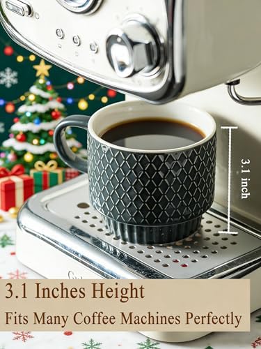 Gomakren Coffee Mugs Set of 4, 13oz Stackable Coffee Cup with Stand, Grey - Image 2