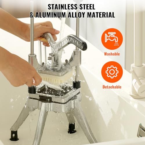 VEVOR Commercial Vegetable Fruit Chopper 1/4" Blade Heavy Duty Professional Food Dicer Kattex French Fry Cutter Onion Slicer Stainless Steel for Peppers Potato Mushroom - Image 6