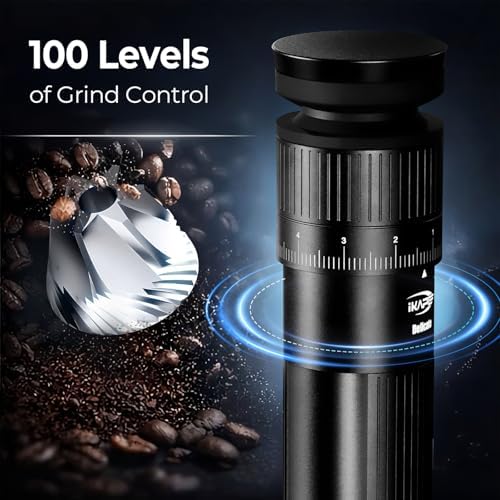 IKAPE Electric Coffee Grinder – 100 Grind Settings, 6-Star Conical Burr, Detachable & Easy to Clean, Durable Aluminum Alloy Body – Perfect for Home & Office Coffee Lovers - Image 2
