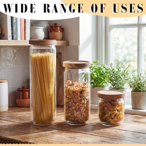 SiliFine Glass Pantry Storage Jar with Lid, 12 Set, Wood Lid - Image 3