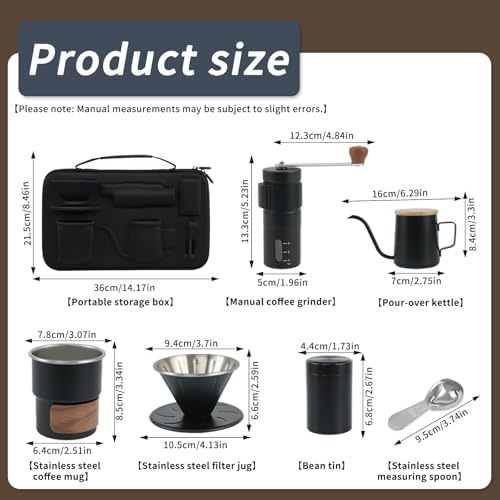 Pour Over Coffee Maker Set with Manual Burr Coffee Grinder, 6-Piece - Image 3