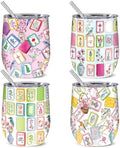 Patelai 4 Pcs 12oz Mahjong Tumbler with Lid 12oz,Bright Style by Patelai