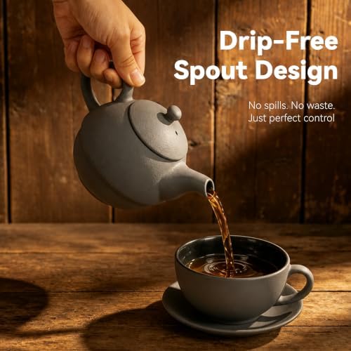 Cast Iron Teapot Set, 14 oz (400 ml) Single Serve with Cup & Infuser Grey - Image 7