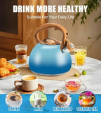 3.2Qt Stainless Steel Whistling Tea Kettle Stovetop, Sky Blue - Image 6
