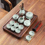 GIZNXBA Tea Pot Cup Set with Tray, Ceramic Tea Set Porcelain Teapot, Tea Set with Tray for Adults, Tea Set for Home Outdoor Picnic Business Hotel Office (Color : C) - Image 2