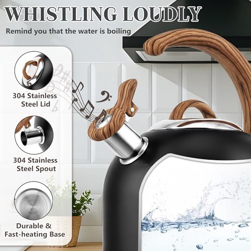 Harriet Whistling Tea Kettle, 3.1QT Food-Grade Steel Stovetop Teapot - Image 3