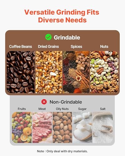 VEVOR Electric Grain Mill Grinder, 150g Commercial Spice Grinders, High Speed 850W Stainless Steel Pulverizer Powder Machine, for Dry Grains, Spices, Cereals, Coffee, Corn & Pepper, Straight Type - Image 2