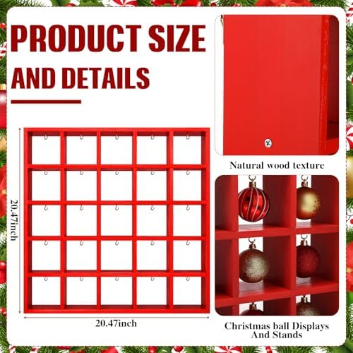 Cinnvoice Christmas Ornament Displays Rack, Red, 25 Compartment - Image 6