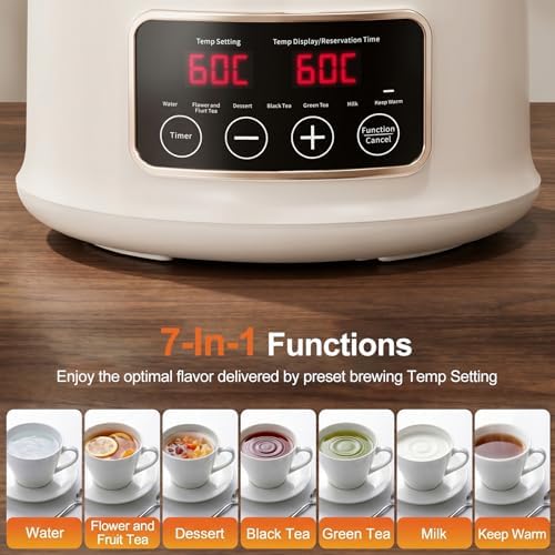 Kawu Electric Kettle, 7-in-1 Glass Water Boiler and Warmer with Infuser - Image 2