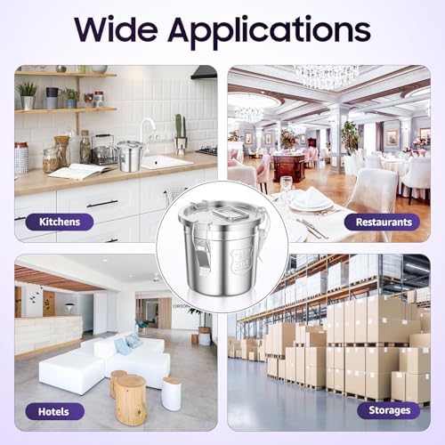 Stainless Steel Metal Food Storage Containers & Jars with Lids Lock Clips，Airtight Canister for Coffee Bean Flour Sugar Storage Containers (12, Liters) - Image 6