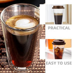 350ml Double Wall Insulated Glass Coffee Mug with Silicone Lid - Image 6