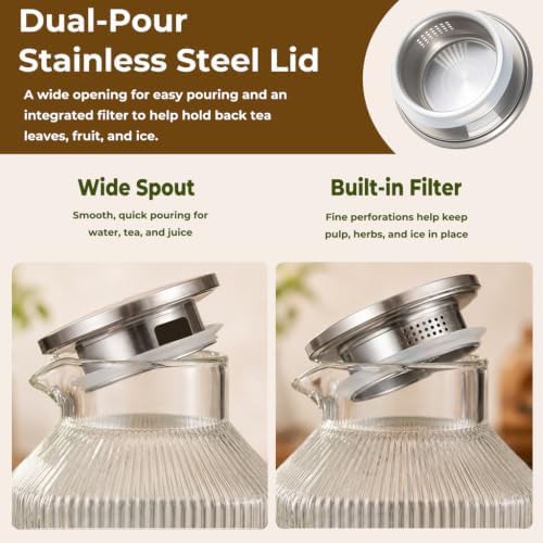 1 Gallon Glass Pitcher Thickened Square Striped Borosilicate Glass - Image 4