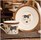 Horse Design Porcelain Coffee Cup & Saucer Set Coffee Sets Glasses Gold Outline Tea Cups - Image 4