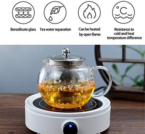 Teapot with Removable Infuser, Borosilicate Glass Tea Make with Stainless Steel Filter for Loose Tea,800ml - Image 3