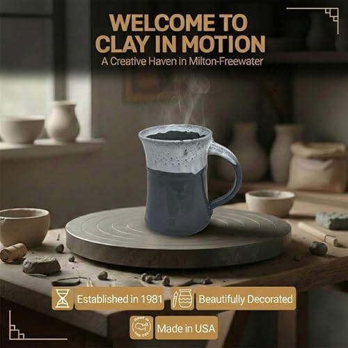 Clay in Motion Handmade Ceramic Mug 24 oz, Large Coffee Mug, Hand Painted Stoneware, Dishwasher Microwave & Oven Safe, Lead-Free, Made in USA Since 1981 (Snowcap) - Image 5