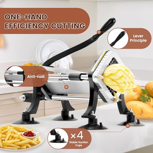 BIEAMA Commercial French Fry Cutter with 1/4", 3/8", 1/2" Blades - Image 2