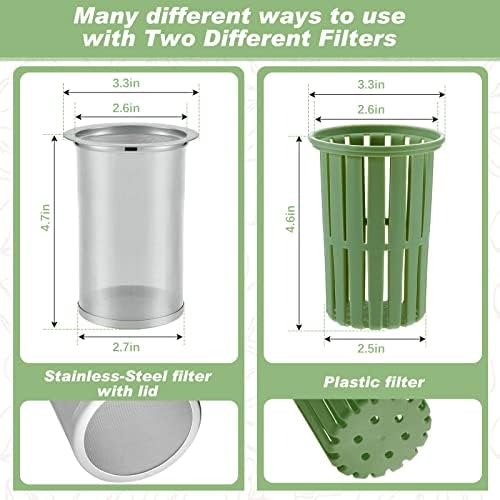 Gerrii 2 Pcs Cold Brew Maker, 1 Gallon Plastic Beverage Dispenser with 2 Filters, Drink Dispenser for Fridge, Cold Brew Pitcher with Spigot, Container for Juice, Water, Tea(Green) - Image 3