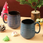 HASENSE Ceramic Coffee Mug Set, 20 Oz Tea Cups for Women and Men, Premium Large Latte Mugs with Handle, Gift Cup with Coaster & Gold Spoon for Couples, Blue & Purple - Image 6