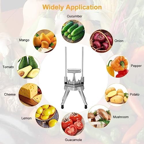 Commercial Vegetable Fruit Chopper W/6-Wedge Slicer&1/4″&3/8″&1/2" Blade Professional Food Dicer French Fry Cutter Stainless Steel Onion Slicer For Tomato Peppers Potato Mushroom - Image 3