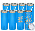 20 oz Skinny Tumblers Bulk with Lids and Straws Baby Blue,8 pack by MetalyaTumblers