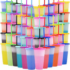 60 Pack Color Changing Cups Bulk,24 oz Plastic Tumblers by KisSealed