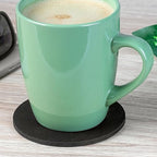 Coasters for Drinks 4 Pcs Cork Vegan Round Edge Sturdy Light Weight Drink Coaster with Holder Table Housewarming Home Kitchen Decor Gift Set for Women Men Black Color - Image 3