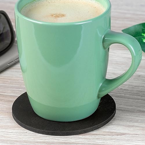 Coasters for Drinks 4 Pcs Cork Vegan Round Edge Sturdy Light Weight Drink Coaster with Holder Table Housewarming Home Kitchen Decor Gift Set for Women Men Black Color - Image 3