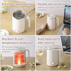 Electric Kettle 15.2 fl oz Mug-Type Electric Pot 304 Stainless Steel Tea Infuser Vacuum Insulated Milk Tea Coffee Porridge Compact Travel Office Unisex pink - Image 3