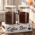Rustic Coffee Canister Set of 2 50 Fl oz Large Airtight Glass Jars White by Suclain