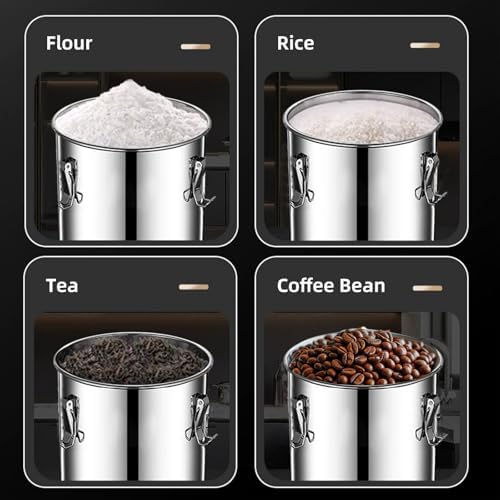 stainless steel food storage containers with lids lock clips airtight container large airtight for rice flour sugar grain coffee bean storage containers Kitchen jar (1.59gal/6L) - Image 2