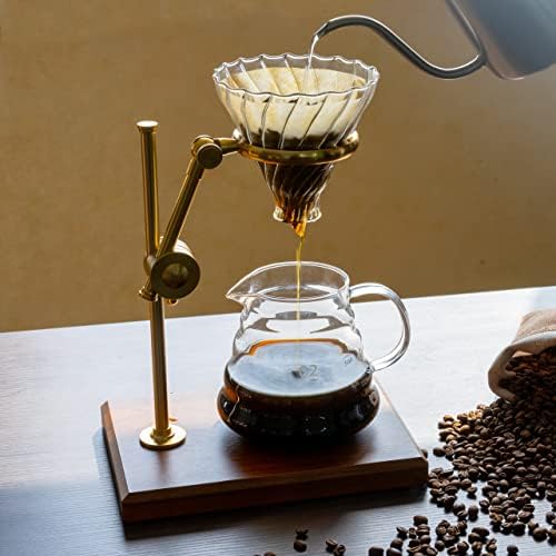 L'ÉPICÉA Pour Over Coffee Maker Set, Pour Over Coffee Maker with Stand, Adjustable Stainless Steel Stand, Wooden Base, Paper Filters, Cone Glass Coffee Carafe, Pour Over Coffee Dripper - Image 4