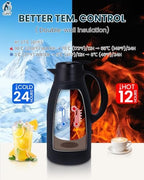 GiNT Stainless Steel Thermal Coffee Carafe, Double Walled Vacuum Water and Beverage Dispenser, 12 Hour Heat Retention, 65 OZ /1.9 Liter Black - Image 4