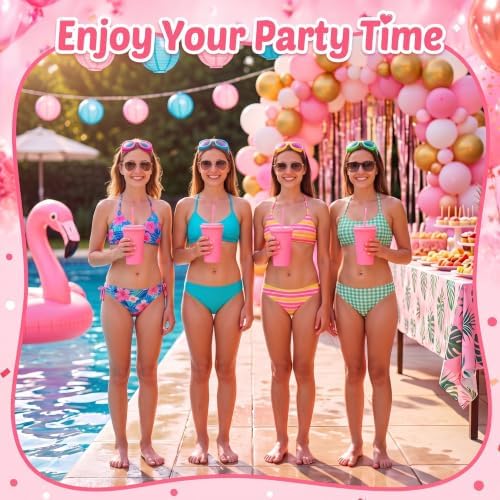 Honeydak 30 Pack Reusable Plastic Tumblers with Lids and Straws 12oz Colorful Cold Drink Cups Bulk Travel Mug Leak Proof Party Iced Coffee Cups for Summer Party Birthday Gift (No Glitter,Pink) - Image 5