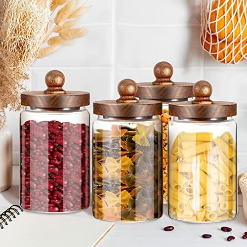 Gerrii 4 Pcs 32 oz Glass Jars with Acacia Wood Lids, Airtight Canisters - Image 3