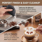 51mm Espresso Accessories Kit – 26PCS Tamping Station, Tamper, WDT Tool, Distributor, Dosing Funnel, Puck Screen, Air Duster, Stirrer, Stencils, Brush & Latte Art Pen - Image 6