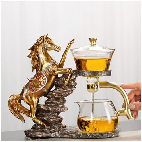 Magnetic Glass Tea Pot, Lazy Kungfu Drip Tea Set, Semi Automatic Heat Resistant Teapot, Sturdy High Borosilicate Glass TeaPot, Suitable for home/office Reception Tea Set by Miyxsin