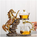 Magnetic Glass Tea Pot, Lazy Kungfu Drip Tea Set, Semi Automatic Heat Resistant Teapot, Sturdy High Borosilicate Glass TeaPot, Suitable for home/office Reception Tea Set by Miyxsin