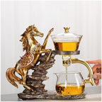 Magnetic Glass Tea Pot, Lazy Kungfu Drip Tea Set, Semi Automatic Heat Resistant Teapot, Sturdy High Borosilicate Glass TeaPot, Suitable for home/office Reception Tea Set by Miyxsin