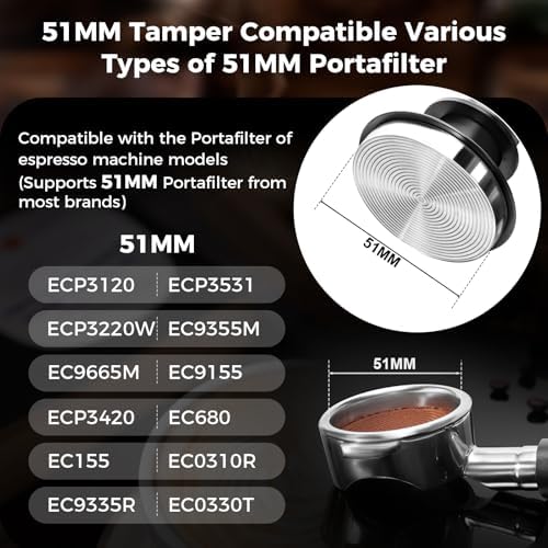 IKAPE 51mm Espresso Tamper Kit 4 in 1 Black, Complete Portafilter accessory set, Coffee Tamper, WDT Tool, Paper Filters (200pc), Dosing Funnel for 51 mm Portafilters - Image 2