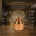 Traditional Copper Kettle 600 ml for Serving Tea, Coffee and Hot Beverages - Image 4