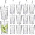 Wiwiqing 12 Set 16oz Vintage Tumbler with Lid and Straw Bulk, Clear by Wiwiqing