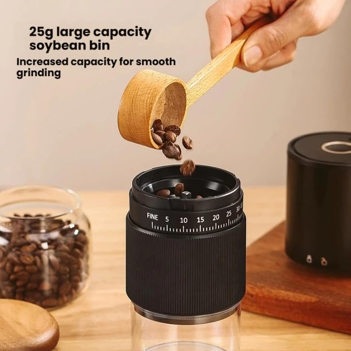 Portable Electric Coffee Grinder – 35 levels of thickness adjustment, ceramic core press, travel, camping, home and office use, USB rechargeable 1600MHz large capacity battery (white) - Image 5