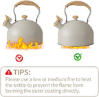Stove Top Kettle, 2.5 Quart Whistling Kettle for Gas Hob with Wood Pattern Handle Loud Whistle Food Grade Stainless Steel, Anti-Hot Handle and Anti-Rust, Suitable for All Heat Sources - Image 6