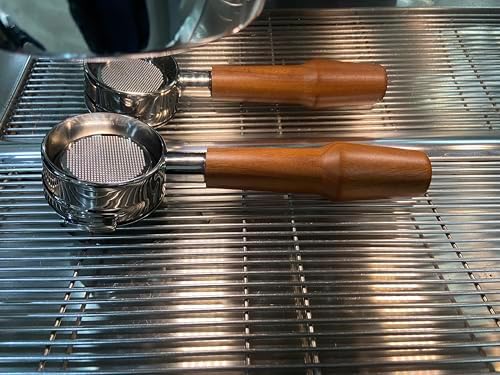 58mm Bottomless Portafilter Compatible with La Marzocco Espresso Machine Stainless Steel Espresso Portafilter with Double Shot Filter Basket Espresso Accessories-Handle Wooden - Image 5