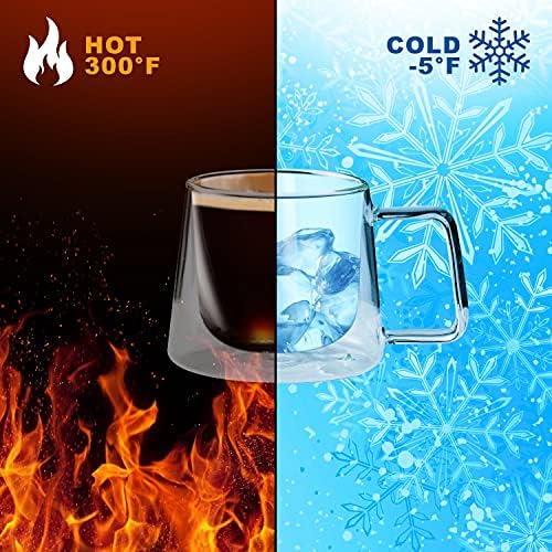 LEMONSODA Double Walled Glass Coffee Mugs with Handles, Set of 4, 250 mL. - Image 5