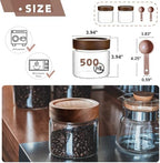 JanYoo 2 Pack Glass Coffee Containers with Lids and Scoop, 17 oz (500ml) Food Storage Jar with Airtight Lids, Kitchen Coffee Container Round Canister Set of 2 - Image 5