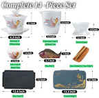 ICHAG Chinese Tea Set, Gongfu Tea Sets for Adults, China Gaiwan Teaset, 14-Piece Yangzhi Jade (茶具) Porcelain Set with Tea Pet, Portable Travel Teaset for Home, Outdoor, Office Gifts (White) - Image 2