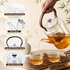 3L/101oz Large Glass Teapot with Infuser & Lid, Stovetop Safe - Image 3