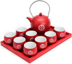 Wedding Supplies, Wedding Tea Set, Chinese Traditional Wedding Decoration Red Tea Set, Kung Fu Tea Set for Wedding Housewarming (Style E) - Image 2