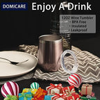 DOMICARE Stainless Steel Wine Tumbler Bulk with Lid, Personalized Rose Gold Insulated Tumblers Set, 12oz Travel Coffee Cups Pack of 8 - Image 6